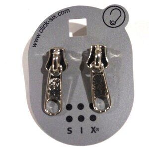 Zipper Design Silver tone Drop Dangle Earrings By Six Women's Fashion Jewelry